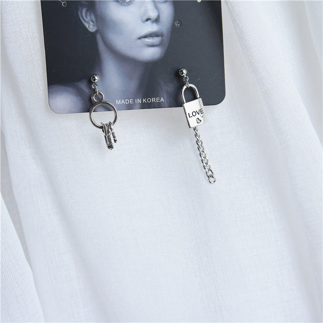 Punk Cheap Sliver Handcuffs Blade Gun Drop Earrings