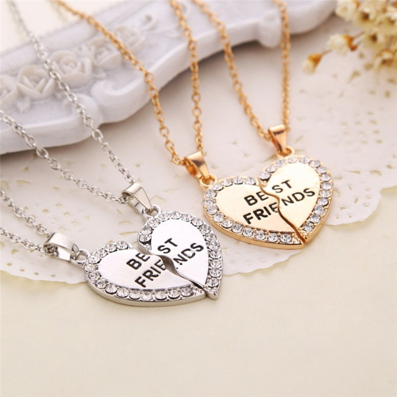 Crystal Heart Pendant Best Friend Letter Necklace Fashion