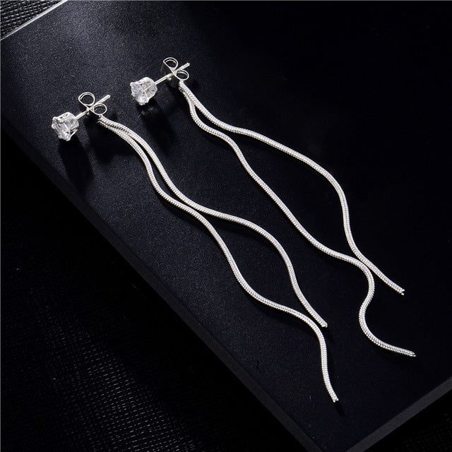 2020 New fashion Dangle Hanging Rhinestone Long Drop Earrings Ear line For Women