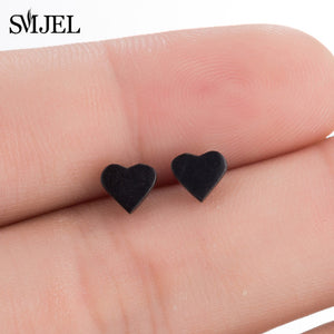 Stainless Steel Earrings Mickey Women Men Hip hop Black Star Moon Stud Earring