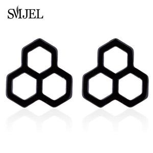 Stainless Steel Earrings Mickey Women Men Hip hop Black Star Moon Stud Earring