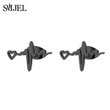 Stainless Steel Earrings Mickey Women Men Hip hop Black Star Moon Stud Earring