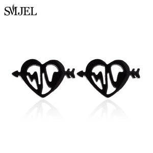 Stainless Steel Earrings Mickey Women Men Hip hop Black Star Moon Stud Earring