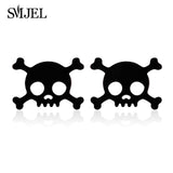 Stainless Steel Earrings Mickey Women Men Hip hop Black Star Moon Stud Earring