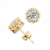 Fashion Jewelry Crown Women Classic Shining Zircon Small Stud Earrings