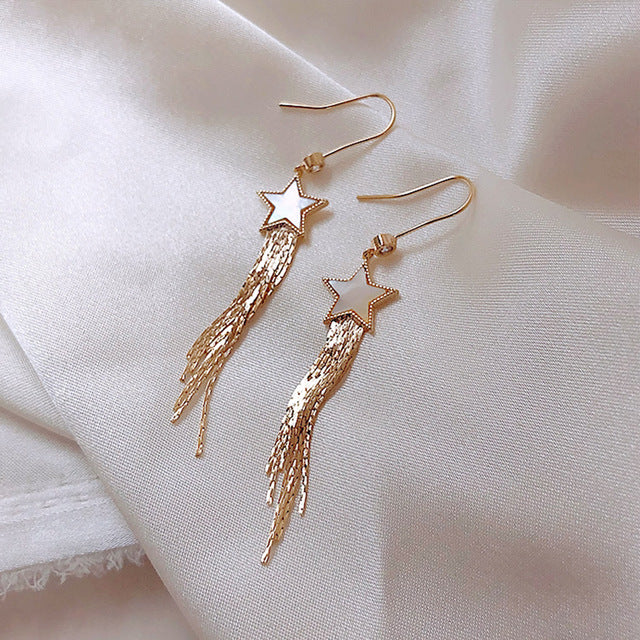 Chinese wind long tassel pendant Vintage Stud Earrings