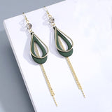 Chinese wind long tassel pendant Vintage Stud Earrings