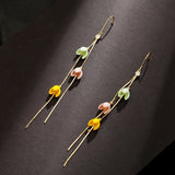 Chinese wind long tassel pendant Vintage Stud Earrings