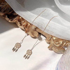 Chinese wind long tassel pendant Vintage Stud Earrings