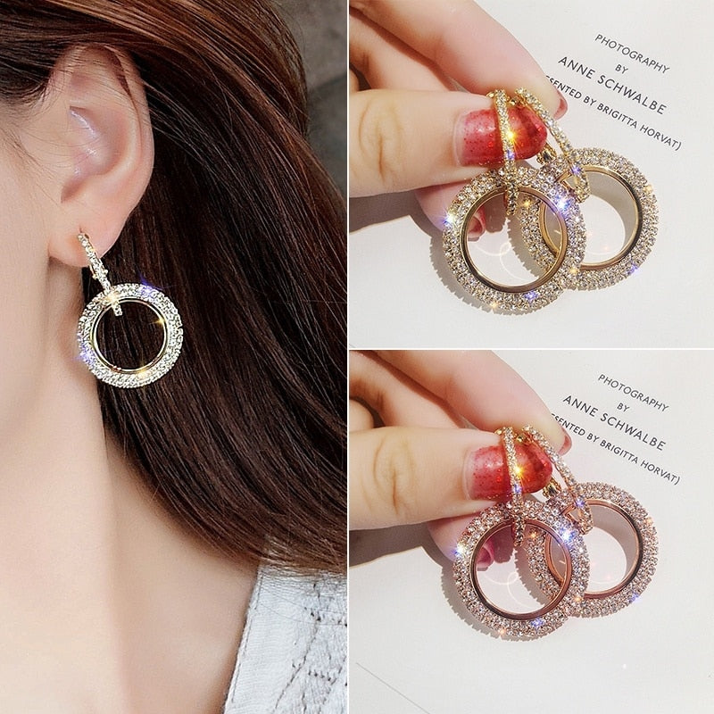 Classic Lady Geometric Circular Studs Earrings