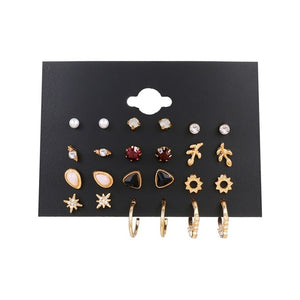 Women's Earrings Set Pearl Earrings For Women Bohemian Fashion Jewelry 2020 Geometric Crystal Heart Stud Earrings