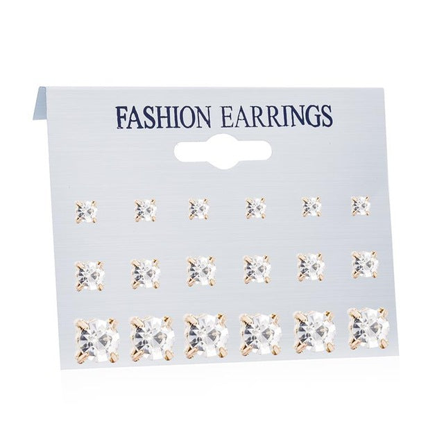 Women's Earrings Set Pearl Earrings For Women Bohemian Fashion Jewelry 2020 Geometric Crystal Heart Stud Earrings