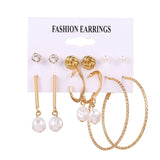 Women's Earrings Set Pearl Earrings For Women Bohemian Fashion Jewelry 2020 Geometric Crystal Heart Stud Earrings