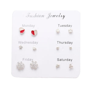 Women's Earrings Set Pearl Earrings For Women Bohemian Fashion Jewelry 2020 Geometric Crystal Heart Stud Earrings