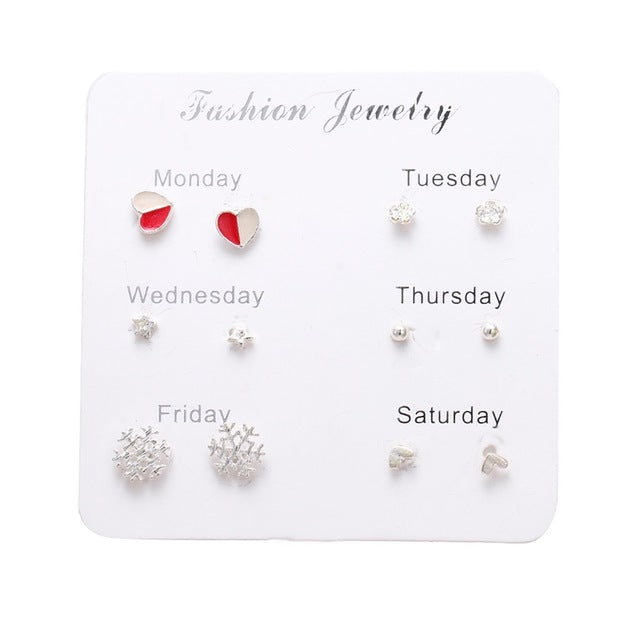 Women's Earrings Set Pearl Earrings For Women Bohemian Fashion Jewelry 2020 Geometric Crystal Heart Stud Earrings