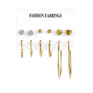 Women's Earrings Set Pearl Earrings For Women Bohemian Fashion Jewelry 2020 Geometric Crystal Heart Stud Earrings