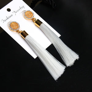 European Fashion Bohemian Tassel Crystal Long Earrings