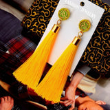 European Fashion Bohemian Tassel Crystal Long Earrings