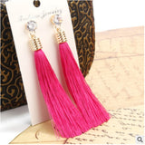 European Fashion Bohemian Tassel Crystal Long Earrings