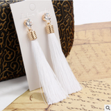 European Fashion Bohemian Tassel Crystal Long Earrings