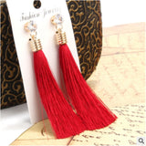 European Fashion Bohemian Tassel Crystal Long Earrings