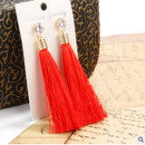 European Fashion Bohemian Tassel Crystal Long Earrings