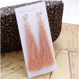 European Fashion Bohemian Tassel Crystal Long Earrings