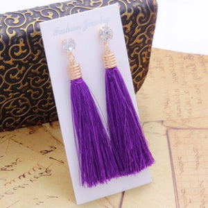 European Fashion Bohemian Tassel Crystal Long Earrings