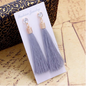 European Fashion Bohemian Tassel Crystal Long Earrings