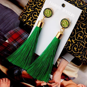 European Fashion Bohemian Tassel Crystal Long Earrings