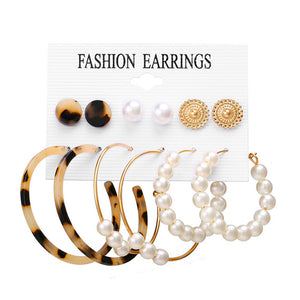 Simple Plain Gold Color Metal Pearl Hoop Earrings Fashion Big Circle Hoops Statement Earrings for Women Party Jewelry