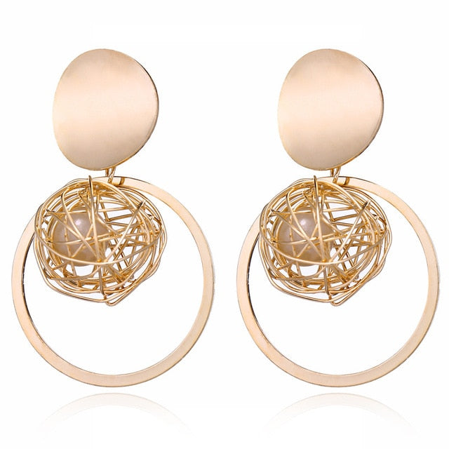 Fashion Statement Earrings 2020 Big Geometric Round Earrings For Women Hanging Dangle Earrings Drop Earing Modern Female Jewelry