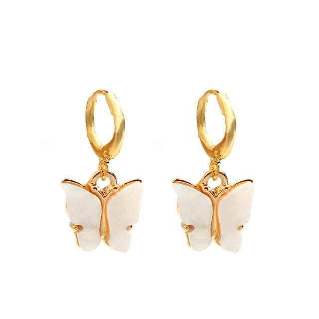 Flatfoosie New Fashion Women Butterfly Drop Earrings