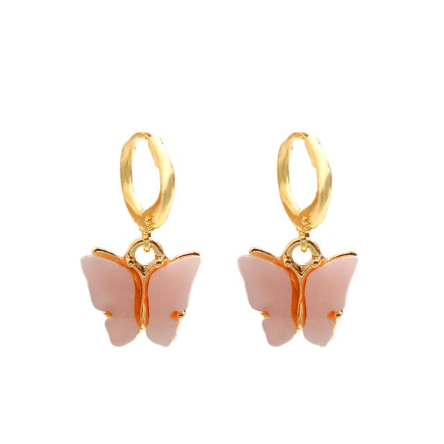 Flatfoosie New Fashion Women Butterfly Drop Earrings