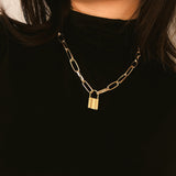 Rock Choker Lock Necklace Layered Chain On The Neck