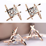 2020 Europe and the new jewelry geometric hollow square triangle zircon earrings