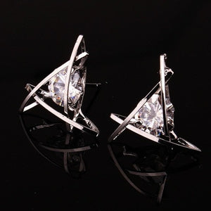 2020 Europe and the new jewelry geometric hollow square triangle zircon earrings