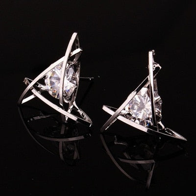 2020 Europe and the new jewelry geometric hollow square triangle zircon earrings