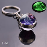 Luminous Keychain Glass Ball Zodiac Pendan