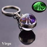 Luminous Keychain Glass Ball Zodiac Pendan