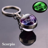 Luminous Keychain Glass Ball Zodiac Pendan