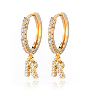 1 pair Trendy cubic zirconia Initial Letter A-Z Earrings