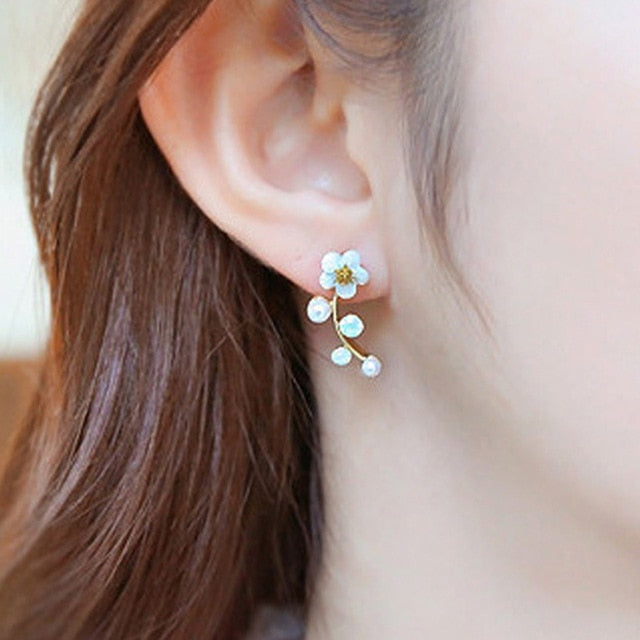 New Crystal Flower Drop Earrings for Women