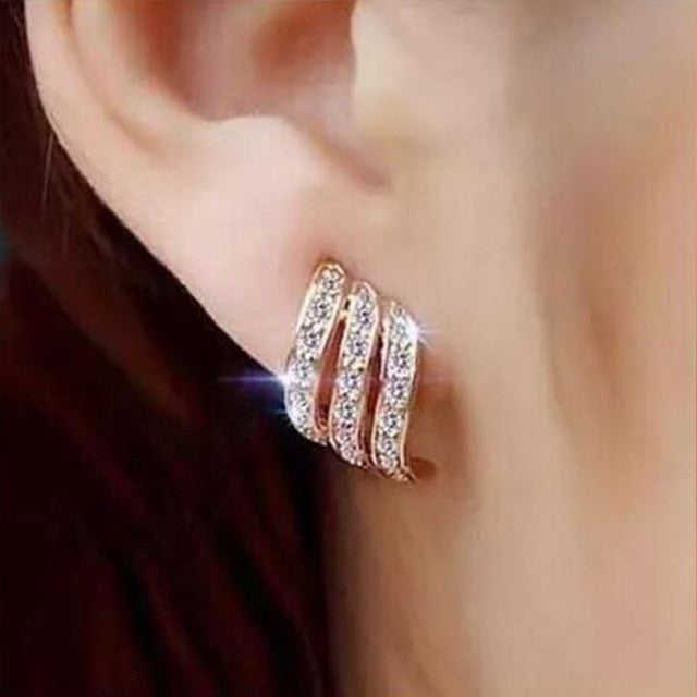 New Crystal Flower Drop Earrings for Women