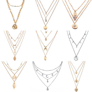 Multilayer Crystal Moon Necklaces & Pendants For Women