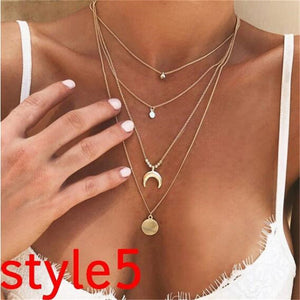 Multilayer Crystal Moon Necklaces & Pendants For Women