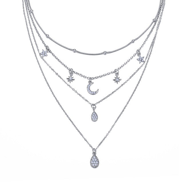 Multilayer Crystal Moon Necklaces & Pendants For Women