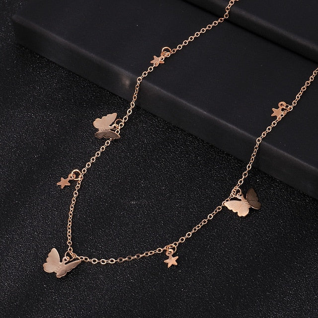 Small Animal Butterfly Stars Chain Necklaces for Women