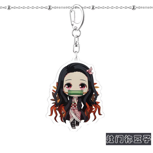 Kamado Nezuko Key Chain Cartoon Keychain Man Anime Women Acrylic Key Ring Chain for Pants Jewelry Girls Llaveros Demon Slayer