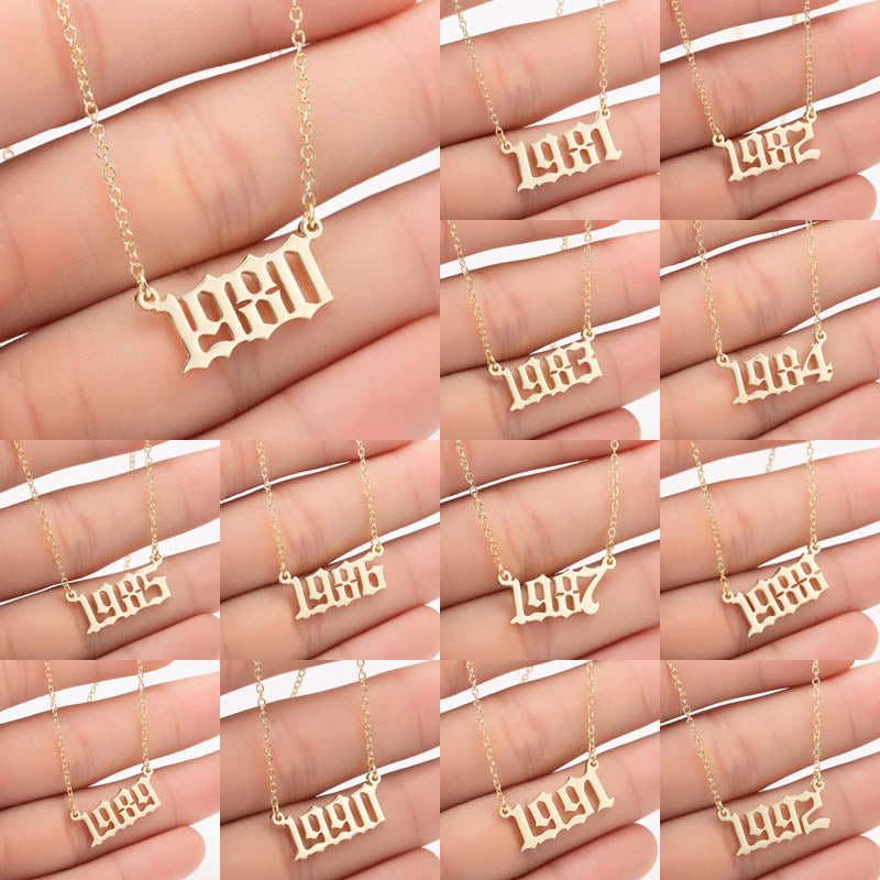 English bohemian number letter necklace stainless steel chain for female